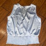 White House | Black Market  light Blue Smocked vneck Blouse Photo 6