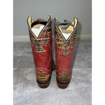 Justin Women's  Red & Brown Crackle Full Grain Heeled Boots Size 7 Photo 3