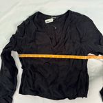 Madewell  Brushed Ruched-Front Top Black Size 00 Retro Casual Long Sleeve V Neck Photo 6