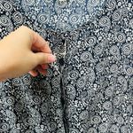 Loft  Blue White Paisley Print Romper Size 4 Roll Tab Sleeves Pockets Drawstring Photo 5