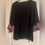 Cute Options Floral Embroidered Tunic Beach Cover Up Measures Size M/L Vacation Black Size L Photo 1