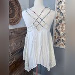 Entro  Ivory asymetriacl boho Tank Top with Floral Accents and embroidery Photo 2