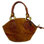 Rina Rich Velvet & Leather Music Top Handle Handbag Brown Photo 0