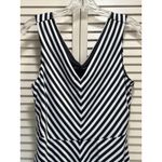 Maurice's Chevron Black/White Fit & Flare Midi Dress Size Large V Neck Ruffle Photo 1