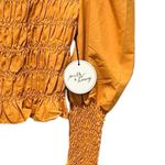 Milk & Honey NWT Smocked Crop Yellow Blouse Size Large Photo 4