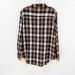 Hayden  Brown Plaid Flannel Long Sleeve Lace Trim Button-Up Shirt Size Small Photo 1