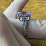 Natural Lavender Amethyst Sterling Silver Cocktail Ring Size 5.75 Photo 2