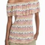 White House | Black Market WHBM - Off the shoulder Chevron short sleeve sweater - Size M Photo 0