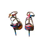 Wild Diva Striped Studded High Heel Pointed Toe Pumps Size 5.5 Rainbow Pride EUC Photo 4