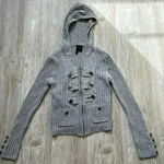 Heart n Crush | Women’s Zipper Hoodie Sweater Metal Buttons | Medium Gray Photo 0