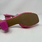 Franco Sarto Linley Slide Sandals 7 Pink Raffia Slip On Block Heel Leather Photo 3