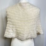 Central Park West  Loose Knit Shoulder Wrap Shawl Shrug Mohair Blend Cream Ivory Photo 5
