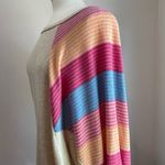 Sugarfox Boutique Oatmeal Rainbow Striped Print Long Sleeve Top Size 1X Photo 4