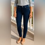 Free People  Skinny Jeans High Waist Jeggings Denim Frayed Hem Pull On Stretch 28 Photo 1