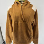 Burton VINTAGE Women Sweatshirt Tan Ribbed Hoodie Wool Blend 1/4 Zip Size Large Photo 0