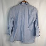 Talbots Blue White Pin Striped 3/4 Sleeve Ruffled Neckline Button Up Size 4 Photo 1