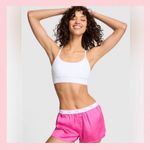 PINK - Victoria's Secret PINK VICTORIA’S SECRET Silky Pink Pajama Shorts Bling “PINK Backside Logo SMALL Photo 2