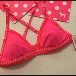 Victoria's Secret NEW  Neon Coral Crochet Racerback Large Photo 2