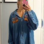 Halloween Fall Scarecrow Embroidered Button Down Size XL Photo 0