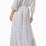 MISA Los Angeles NWT MISA Artemis Off-the-shoulder Belted Chiffon Dress In White Evil Eye Photo 2