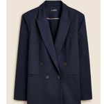 J.Crew Relaxed Double Breasted Blazer Jacket City Twill Viscose Navy US 2 NWT Photo 3
