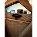 Calligraphie Gold Shimmer Wrap Sweater Metallic Knit Top Large Gray Photo 5