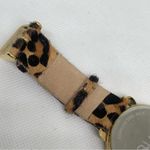 Nine West  gold tone women watch 40mm quartz analog leopard print running Photo 5