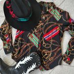 Ralph Lauren Horsebit Printed Button Down Western Motif Shirt Sz Medium Photo 1