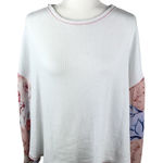 Impressions  White Knit Floral Sleeved Top Size L Photo 0
