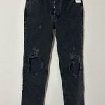 Free People NEW!!  FP Lasso 25 Straight High Waist Jeans Black Cowgirl Distressed Photo 0