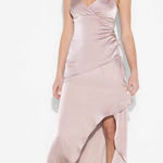 Wild Fable NWT satin size M asymmetrical a-line dress. Zip side. Lined. Gray Photo 0