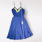 barney's new york Beyond Vintage for‎ Barney’s New York Silk Blue and Gold Dress Size S Photo 5