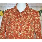 lemon grass NWT Ladies M Burnt Orange Lightweight Jacket Button Up Leaf Pattern Photo 1