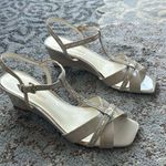 Etienne Aigner Vintage Mirage T-Strap Patent Wedge Sandals Stone 9.5 Photo 0