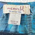 One World  Blue Embroidered Rhinestone Y2K Tunic Blouse Womens L Maximalist Top Photo 7