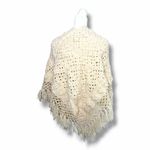 Helen Dolinick cottagecore Cream & white crochet #fringe poncho #handmade a41 Size XS Photo 6