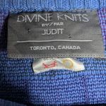 Vtg 1980s Divine Knits by Judit Blue Cotton Geometric Knit Pullover Sweater L Size L Photo 3