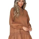 Vestique Dress Austin Rust Size Large Flowy Ruffle Boho Cottage Scoop Neck NWT Photo 0