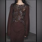 ZARA   ZW Collection Sequin Embroidered Long Dress Size L Brown Photo 2