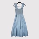 Strut & Bolt  Womens Dress Blue Midi Smocked Ruffle Square Sundress A Line Small Photo 1
