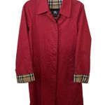 Burberry COPY - London Red Single Breasted Nova Check Lined With Flip Cuffs SZ 2 Photo 2
