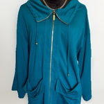 St. John  Spa Blue Full Zip Hoodie Jacket Women's M Relaxed‎ Fit Casual Loungewear Photo 0