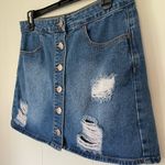 Forever 21 Distressed Denim mini jean skirt Photo 3