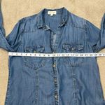 Cloth & Stone  Roll Tab Tencel Long Sleeve Blue Denim Over Shirt Women Size Large Photo 2