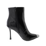 ROHESE P Silver Toe Stiletto Ankle Boots Pointed Black Patent Leather 9.5 Photo 1
