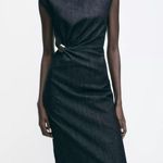 ZARA  NWT indigo blue midi metal buckle ruched dress Photo 1