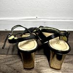 Pollini Patent Leather Sandals Strappy Open Toe Block Heel Buckle Strap 38 7.5 Black Photo 3