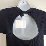 Valentino Garavani Valentino Ribbed Cutout Bow Dress Size Medium in Navy blue fit & flare Photo 2