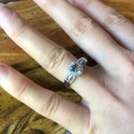 Natural Aquamarine Sterling Silver Halo Ring Size 8 Blue Photo 3