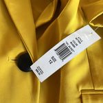 NWT Mustard Yellow Faux Leather Collar One Button Blazer SZ Photo 5